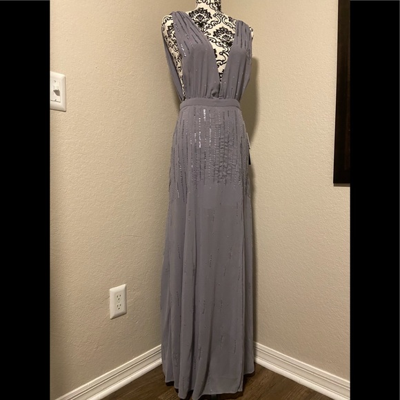 Plunging Sequin Beaded Maxi Dress - Picture 8 of 8